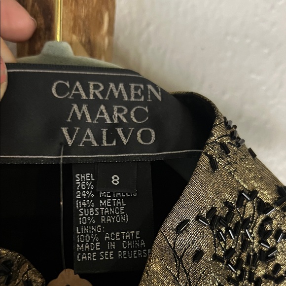 Carmen Marc Valvo Gold and Black Beaded Sleeveless Top Vest S/M - Picture 2 of 9